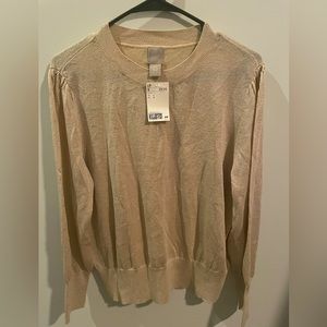 H&M Lightweight Sparkly Cream Sweater Size Large